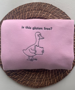 Is this gluten free? Duck Embroidered Sweatshirt Gildan | Kawaii Duck crewneck | funny gluten free sweatshirt | funny duck meme embroidered
