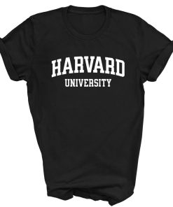 Harvard University t-shirt.