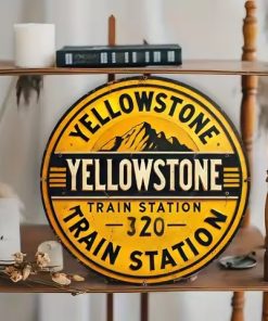 Train Station Round Aluminum Sign