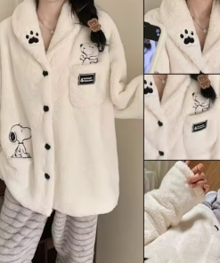 Snoopy Coral Velvet Pajama Set